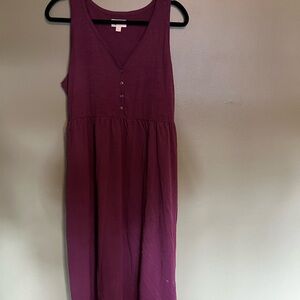 Pact Red Sleeveless V-Neck Midi Sundress